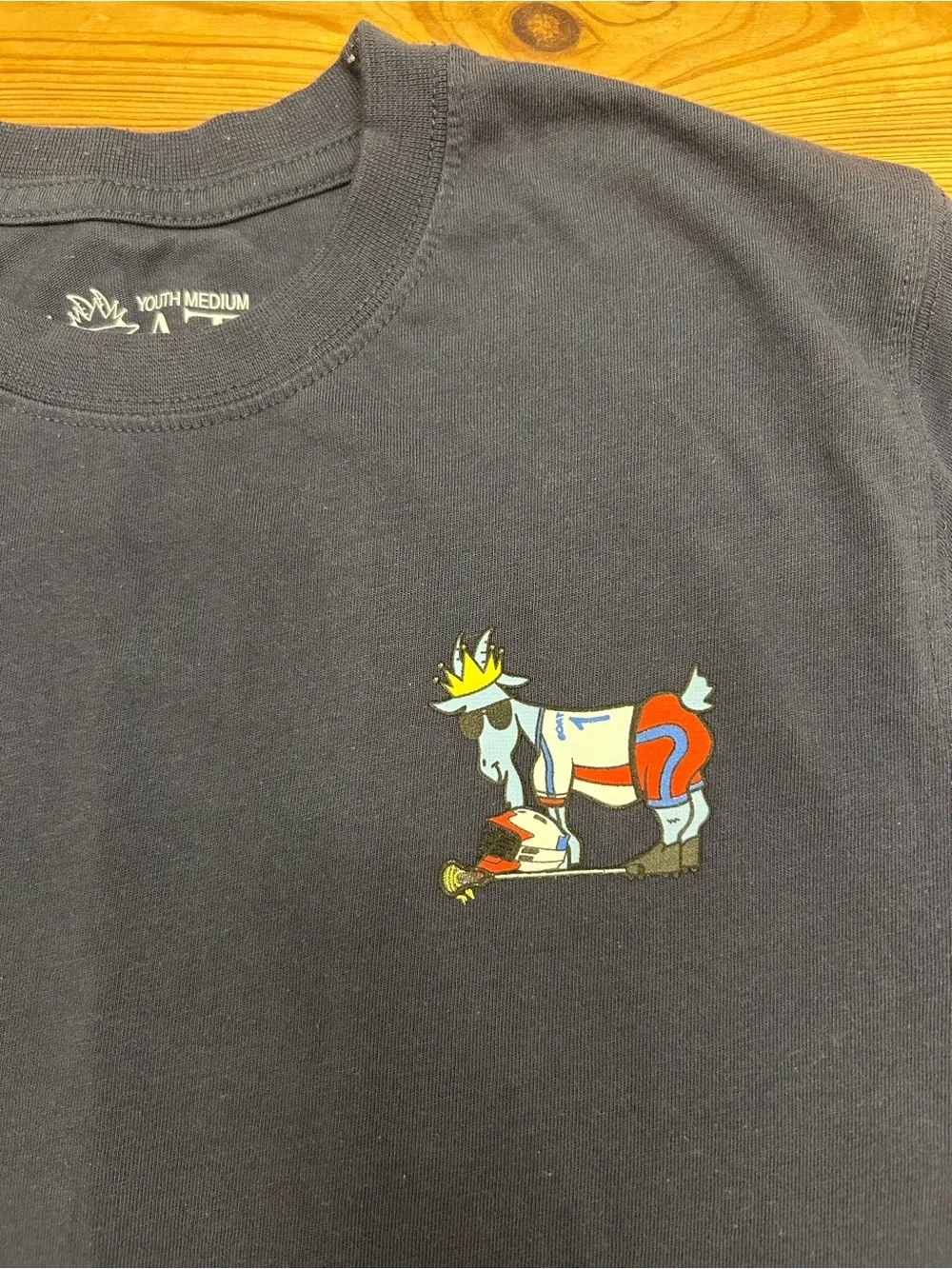 GOAT USA Lacrosse Graphic Tee - Navy with goat logo on chest and back